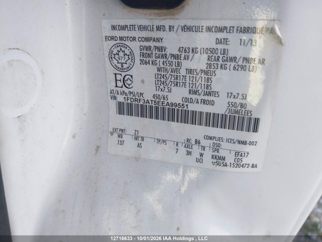 Ford F-350 Xl 2014 1FDRF3AT5EEA99551 Image 9