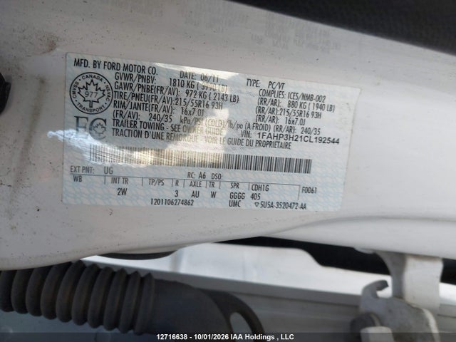 Продаж на аукціоні авто 2012 Ford Focus Sel, vin: 1FAHP3H21CL192544, номер лоту: 12716638
