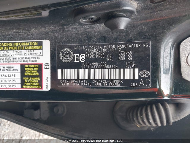 Продажа на аукционе авто 2013 Toyota Matrix, vin: 2T1KU4EE0DC958334, номер лота: 12716646