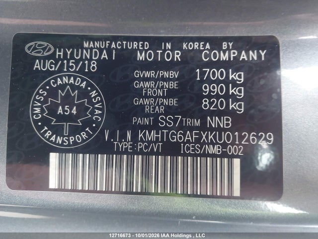 Hyundai Veloster 2.0 Gl 2019 KMHTG6AFXKU012629 Image 9