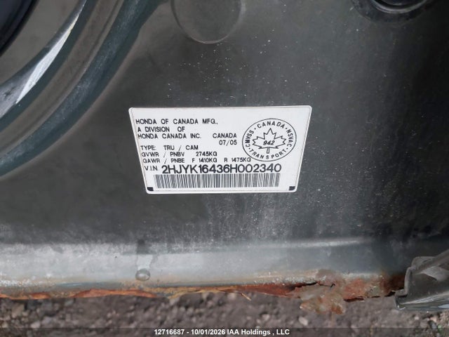 Продажа на аукционе авто 2006 Honda Ridgeline Rts, vin: 2HJYK16436H002340, номер лота: 12716687