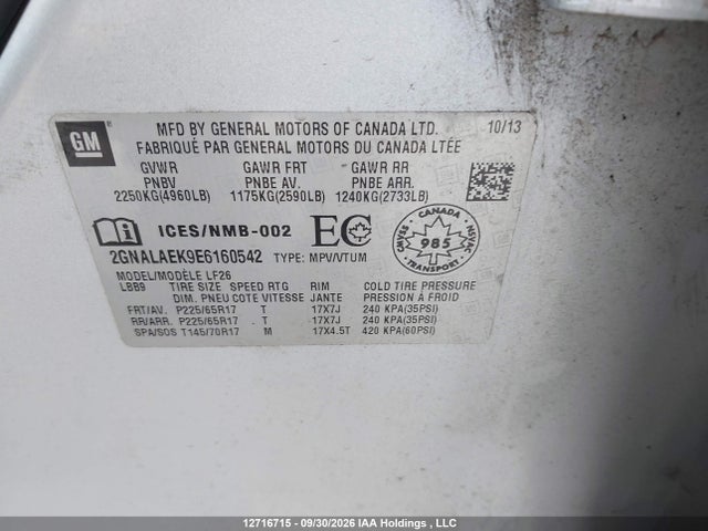 Chevrolet Equinox 2014 2GNALAEK9E6160542 Image 9