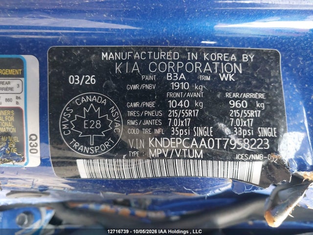Продажа на аукционе авто 2026 Kia Seltos Lx, vin: KNDEPCAA0T7958223, номер лота: 12716739