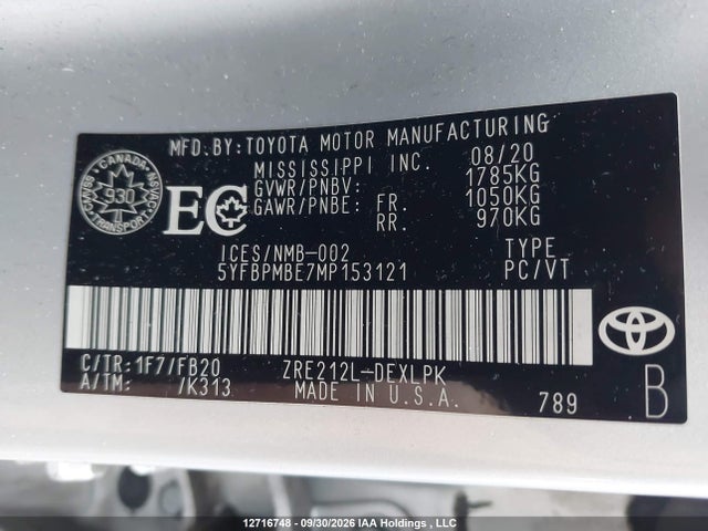 Toyota COROLLA LE 2021 5YFBPMBE7MP153121 Image 20