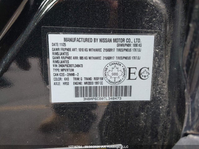 2026 Nissan Kicks Sv Awd Cvt მანქანა იყიდება აუქციონზე, vin: 3N8AP6CB0TL348473, აუქციონის ნომერი: 12716764