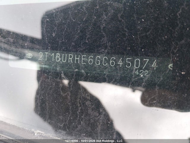 Aukcja sprzedaży 2016 Toyota Corolla Ce, vin: 2T1BURHE6GC645074, numer aukcji: 12716800