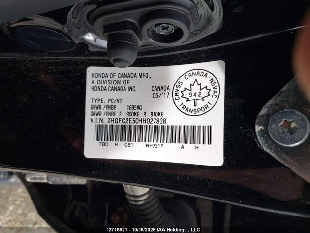 Продажа на аукционе авто 2017 Honda Civic Lx, vin: 2HGFC2E50HH027838, номер лота: 12716821