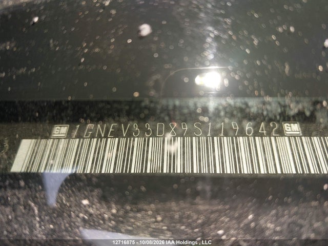 12716875 :رقم المزاد ، 1GNEV33D89S119642 vin ، 2009 Chevrolet Traverse Ltz مزاد بيع