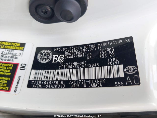 Toyota COROLLA LE 2014 2T1BURHE0EC212945 Image 9