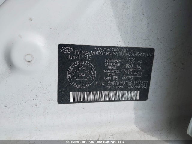 Hyundai Elantra L+ 2016 5NPDH4AEXGH712377 Image 9
