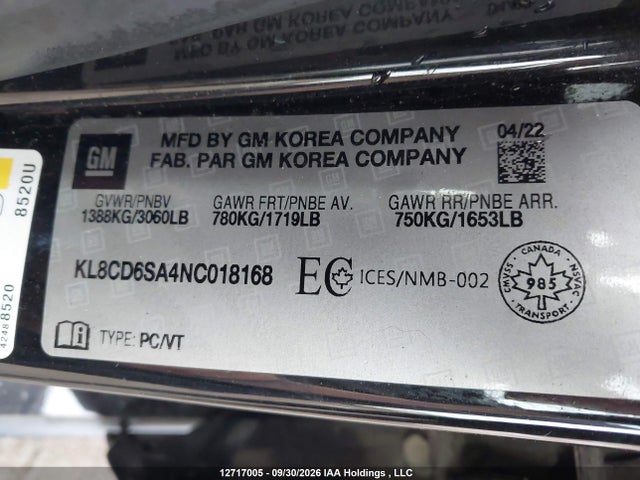 Chevrolet SPARK 1LT 2022 KL8CD6SA4NC018168 Image 9