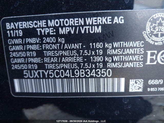 5UXTY5C04L9B34350 BMW X3 Xdrive30i