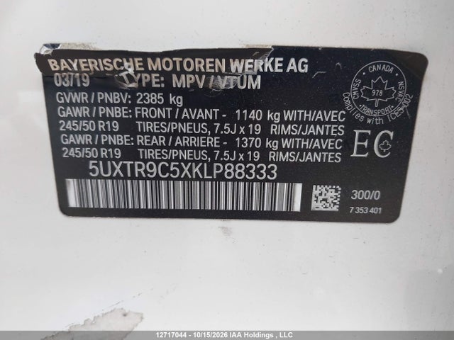 BMW X3 Xdrive30i 2019 5UXTR9C5XKLP88333 Image 9