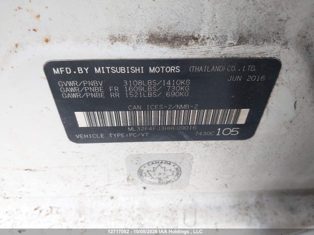 Продаж на аукціоні авто 2017 Mitsubishi Mirage G4 Sel, vin: ML32F4FJ3HHF09016, номер лоту: 12717052