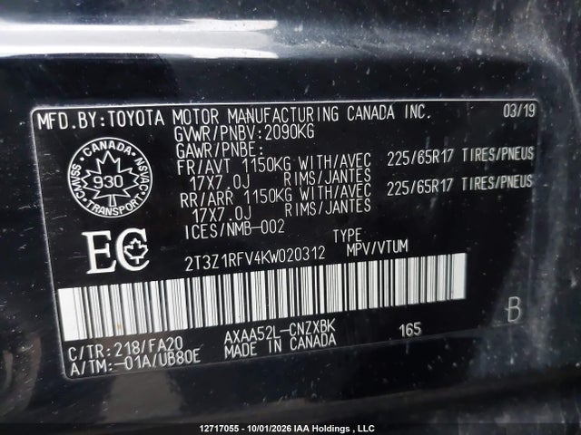 Toyota RAV4 LE 2019 2T3Z1RFV4KW020312 Image 18