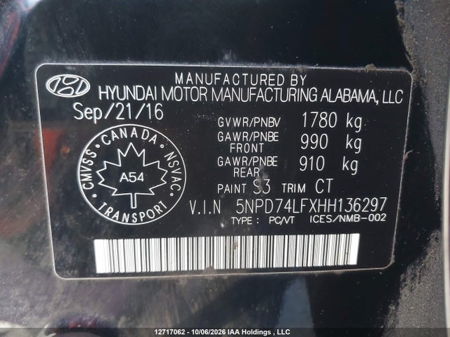 Hyundai Elantra 2017 5NPD74LFXHH136297 Image 9