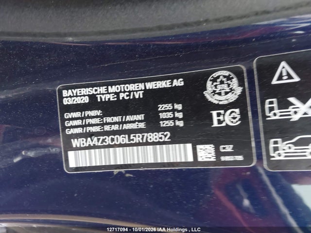 Продажа на аукционе авто 2020 Bmw 430xi, vin: WBA4Z3C06L5R78852, номер лота: 12717094