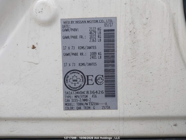 Nissan Rogue Sv/sl 2017 5N1AT2MV0HC836426 Image 19