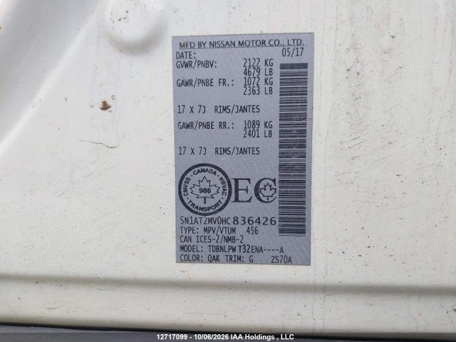Nissan Rogue Sv/sl 2017 5N1AT2MV0HC836426 Image 9