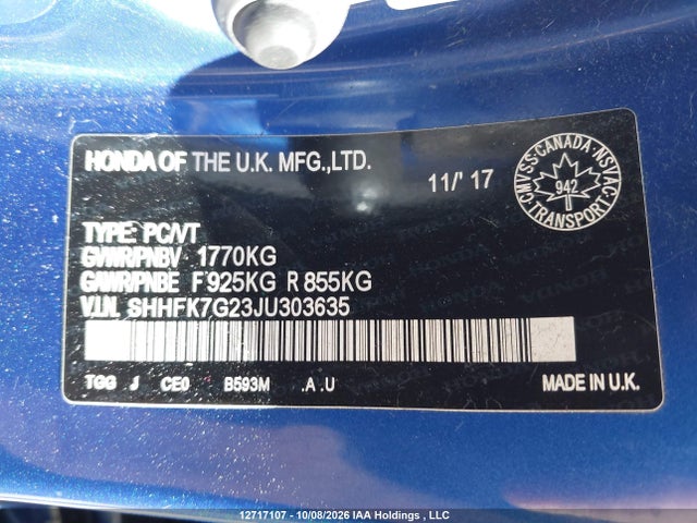 SHHFK7G23JU303635 Honda Civic
