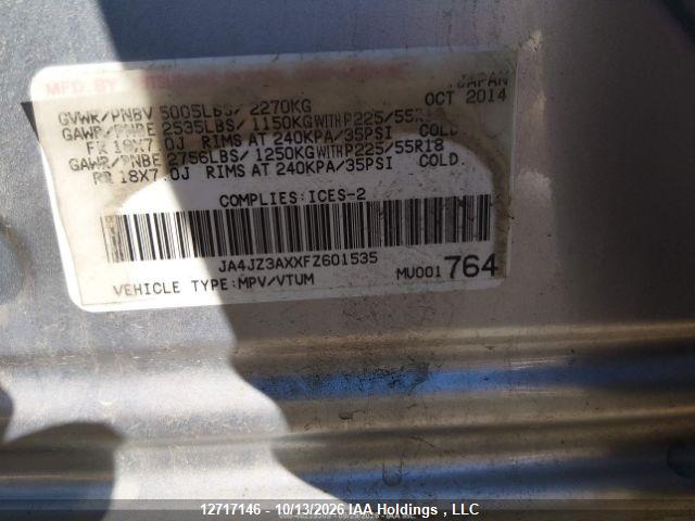 12717146 :رقم المزاد ، JA4JZ3AXXFZ601535 vin ، 2015 Mitsubishi Outlander Se مزاد بيع