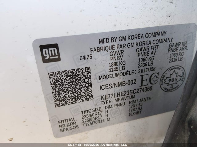 Chevrolet Trax 2025 KL77LHE23SC274368 Image 9