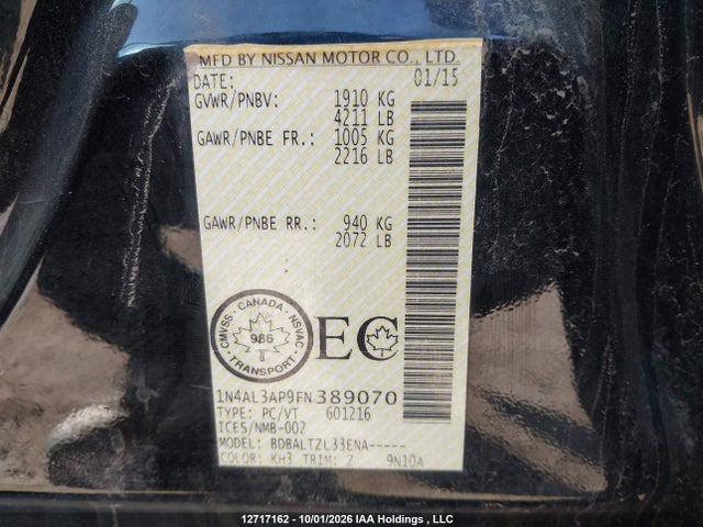 1N4AL3AP9FN389070 Nissan Altima 2.5/s/sv/sl