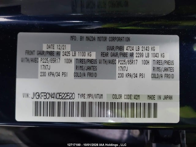 JM3KFBCM4N0522520 Mazda Cx-5 Preferred