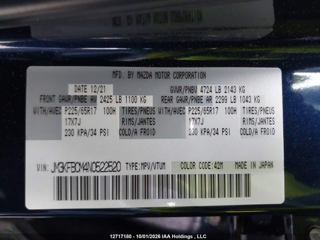 JM3KFBCM4N0522520 Mazda Cx-5 Preferred