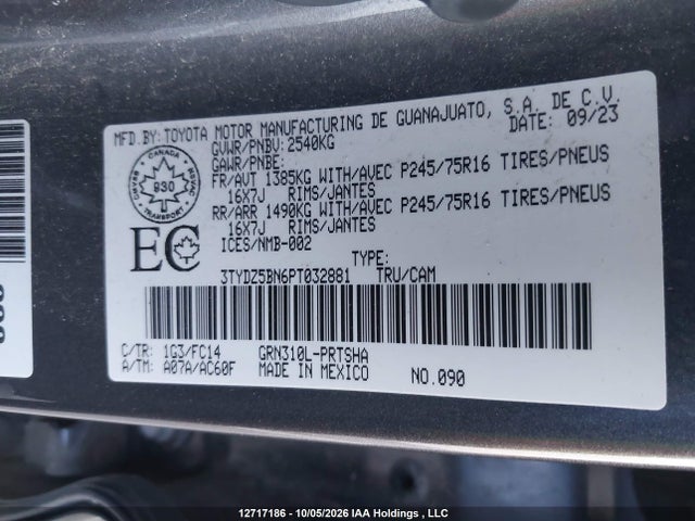 3TYDZ5BN6PT032881 Toyota Tacoma