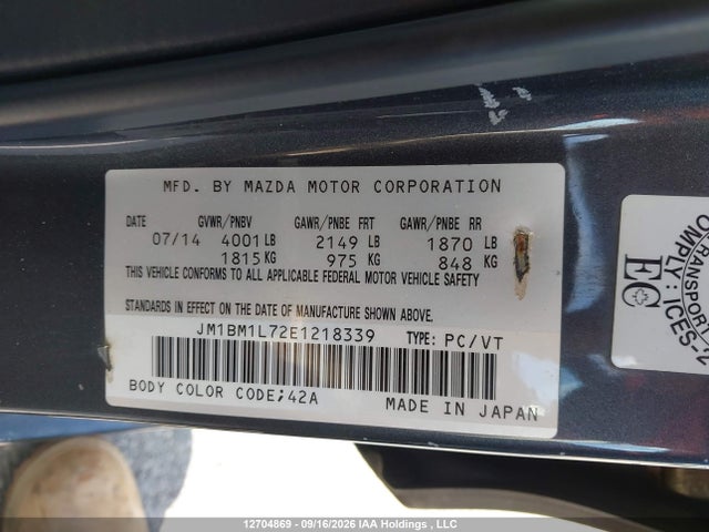 Mazda 3 TOURING 2014 JM1BM1L72E1218339 Image 9