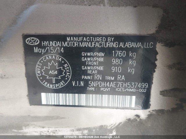 Hyundai ELANTRA GL 2014 5NPDH4AE7EH537499 Image 19