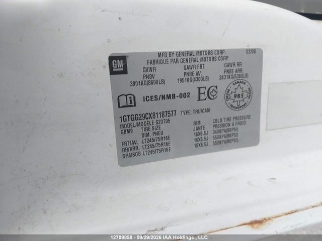 Aukcja sprzedaży 2008 Gmc Savana Standard, vin: 1GTGG29CX81187577, numer aukcji: 12709858