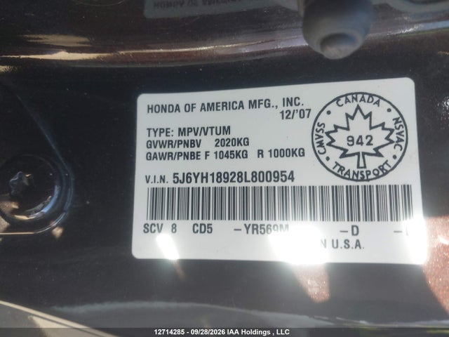 2008 Honda Element Sc მანქანა იყიდება აუქციონზე, vin: 5J6YH18928L800954, აუქციონის ნომერი: 12714285