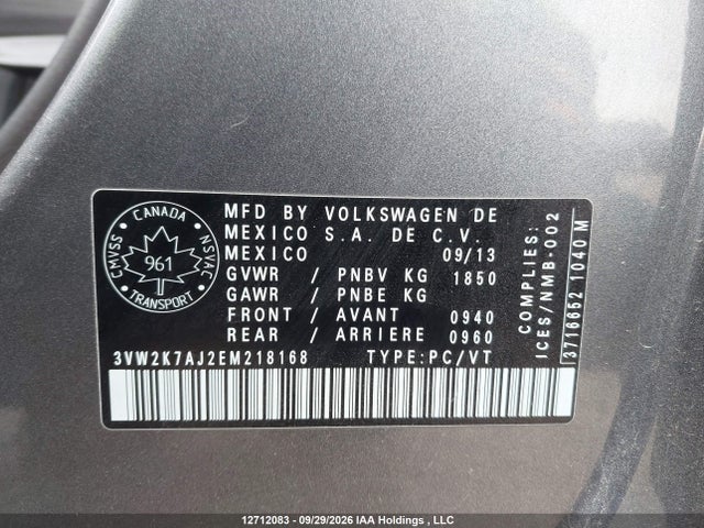 3VW2K7AJ2EM218168 Volkswagen Jetta 2.0l Trendline+