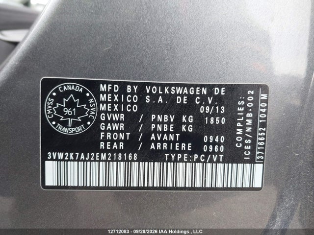 3VW2K7AJ2EM218168 Volkswagen Jetta 2.0l Trendline+