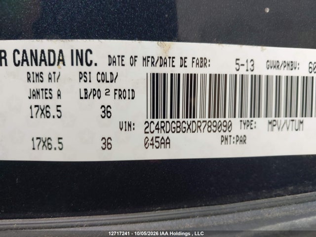 Продажа на аукционе авто 2013 Dodge Grand Caravan Se/sxt, vin: 2C4RDGBGXDR789090, номер лота: 12717241