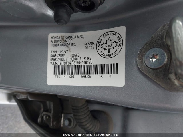 Honda Civic Lx 2017 2HGFC2F51HH016135 Image 17