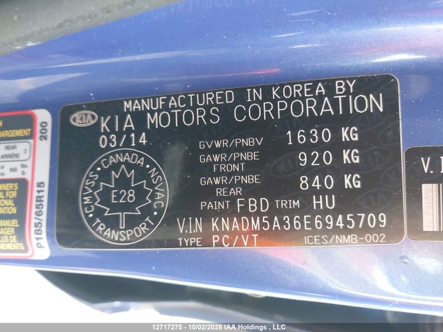 KIA RIO LX 2014 KNADM5A36E6945709 Image 19