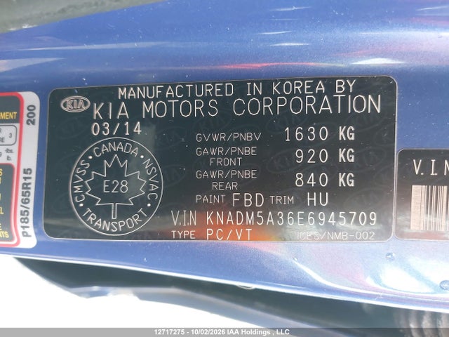 KIA RIO LX 2014 KNADM5A36E6945709 Image 9