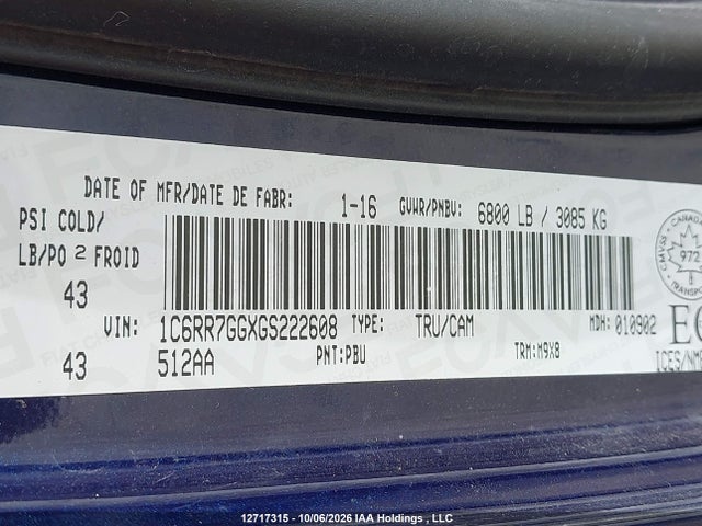 RAM 1500 Slt 2016 1C6RR7GGXGS222608 Image 9