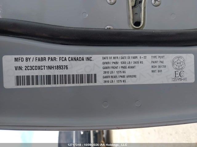 Продажа на аукционе авто 2022 Dodge Charger, vin: 2C3CDXCT1NH189376, номер лота: 12717318