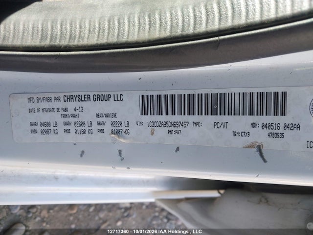 Aukcja sprzedaży 2013 Dodge Avenger Se, vin: 1C3CDZAB5DN697457, numer aukcji: 12717360