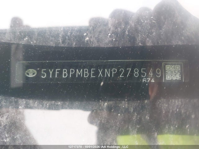 5YFBPMBEXNP278549 Toyota COROLLA LE