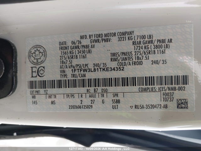 Ford F150 Xlt 2026 1FTFW3L81TKE34352 Image 9