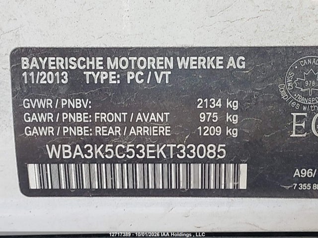Aukcja sprzedaży 2014 Bmw 328 D Xdrive, vin: WBA3K5C53EKT33085, numer aukcji: 12717389