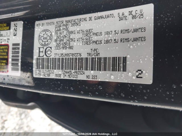2025 Toyota Tacoma Double Cab/sr5/trd Sport/trd Off Road/ltd მანქანა იყიდება აუქციონზე, vin: 3TYLB5JN9ST093376, აუქციონის ნომერი: 12717442