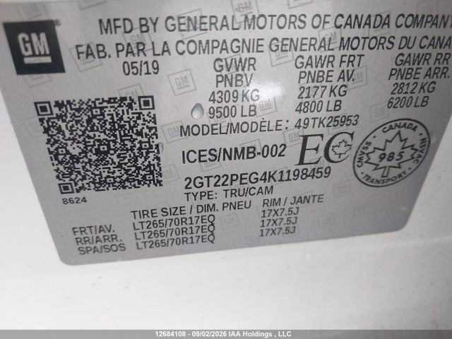 Продаж на аукціоні авто 2019 Gmc Sierra 2500hd Sle, vin: 2GT22PEG4K1198459, номер лоту: 12684108