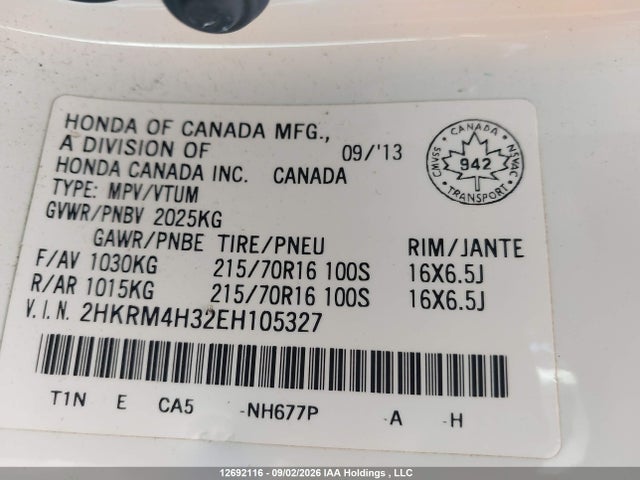 Honda CR-V LX 2014 2HKRM4H32EH105327 Image 9