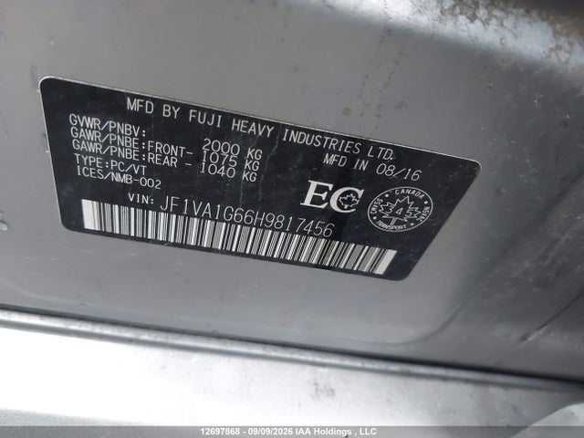 Aukcja sprzedaży 2017 Subaru Wrx Sport, vin: JF1VA1G66H9817456, numer aukcji: 12697868